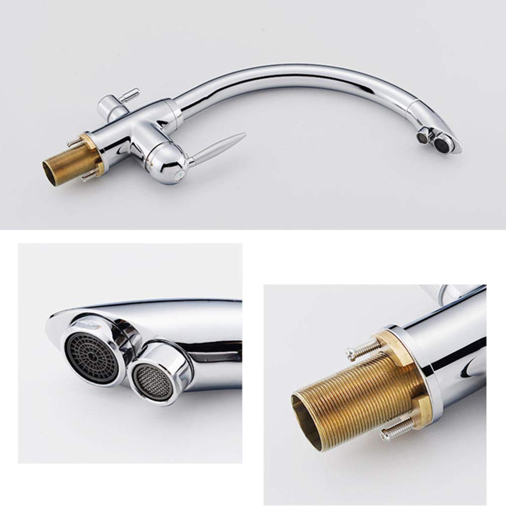 3 Way Kitchen Faucet Rotating Hot And Cold Water Multifunctional Brass Kitchen Sink Faucet Black - View #2