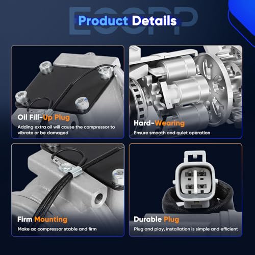 Image of ECCPP AC Compressor Fit for Toyota Sienna 3.0L 1998-2003 | Fast Cooling AC Compressor with Clutch Low Vibration Under 72db Reduces Engine Load Fuel Efficient Stable Operation