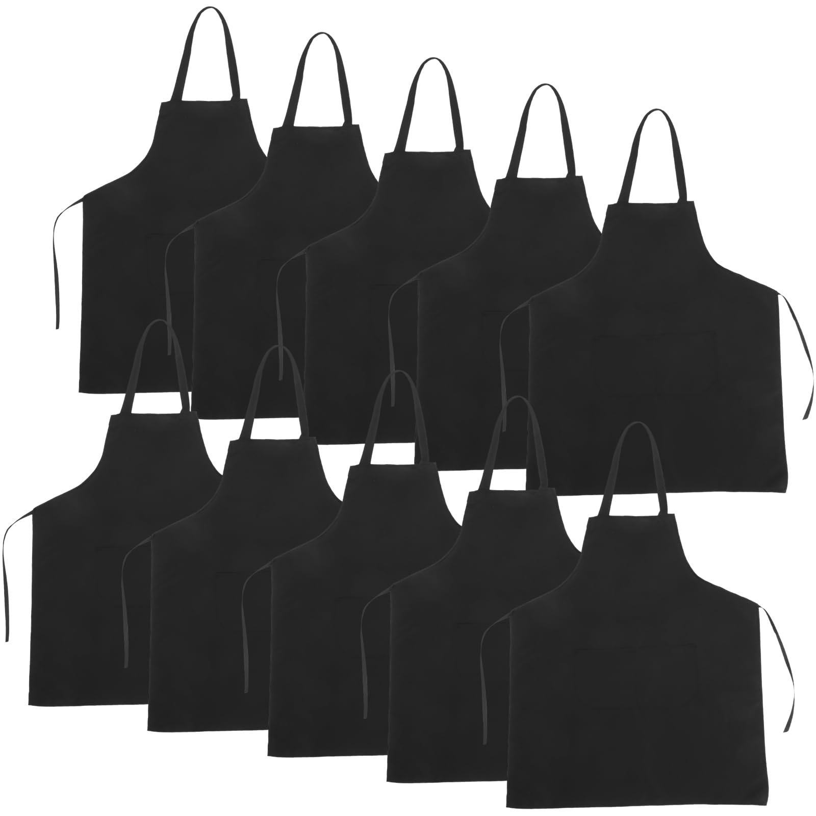 Lurrose Tabliers Cuisine Noirs Protection des Vêtements et Confort Grosse Poche en Tissu Lot de 10 Adaptés pour Serveur en Restaurant Cuisine