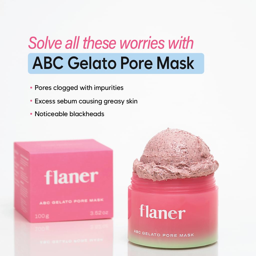 flaner ABC Gelato Pore Mask – All-in-One Pore Minimizer, Sebum & Blackhead Remover, Face Mask, Korean Skincare, Natural Beauty, Clear Impurities with Apple & Beet, Carrot Extracts, 3.52 fl.oz