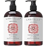 Laritelle Organic Shampoo 17 oz + Conditioner 16 oz | Prevents Hair Loss, Promotes Hair Growth | Ayurvedic Herbs, Lavender, Ginger & Rosemary | NO GMO, Sulfates, Gluten, Alcohol, Parabens, Phthalates