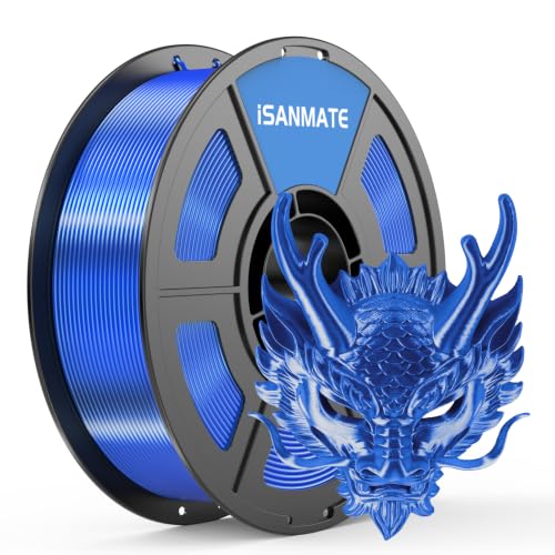 Image of iSANMATE Silk Blue PLA Filament 1.75mm 1kg for FDM 3D Printer | Compatible with Bambu Lab 3D Printers & AMS, Shiny Surface, Easy Printing for Beginner, Upgraded Toughness & Clog-Free