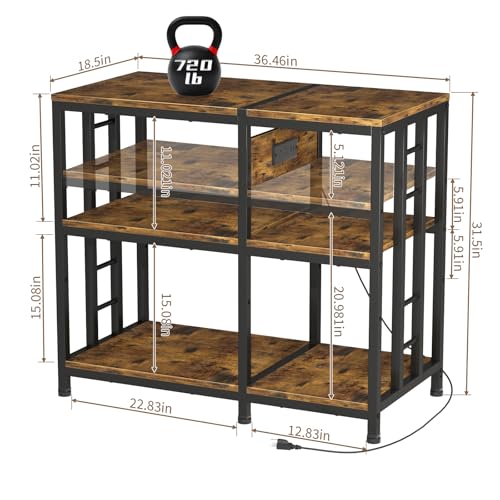 Reinforced 40-50 Gallon Aquarium Stand with Power Outlet, Ultra-Stable 720LBS Capacity Metal Fish, Tank Stand for Reptile/Aquatic Setups, 5-Tier Adjustable 37"x19" Steel Shelving System - Image 4