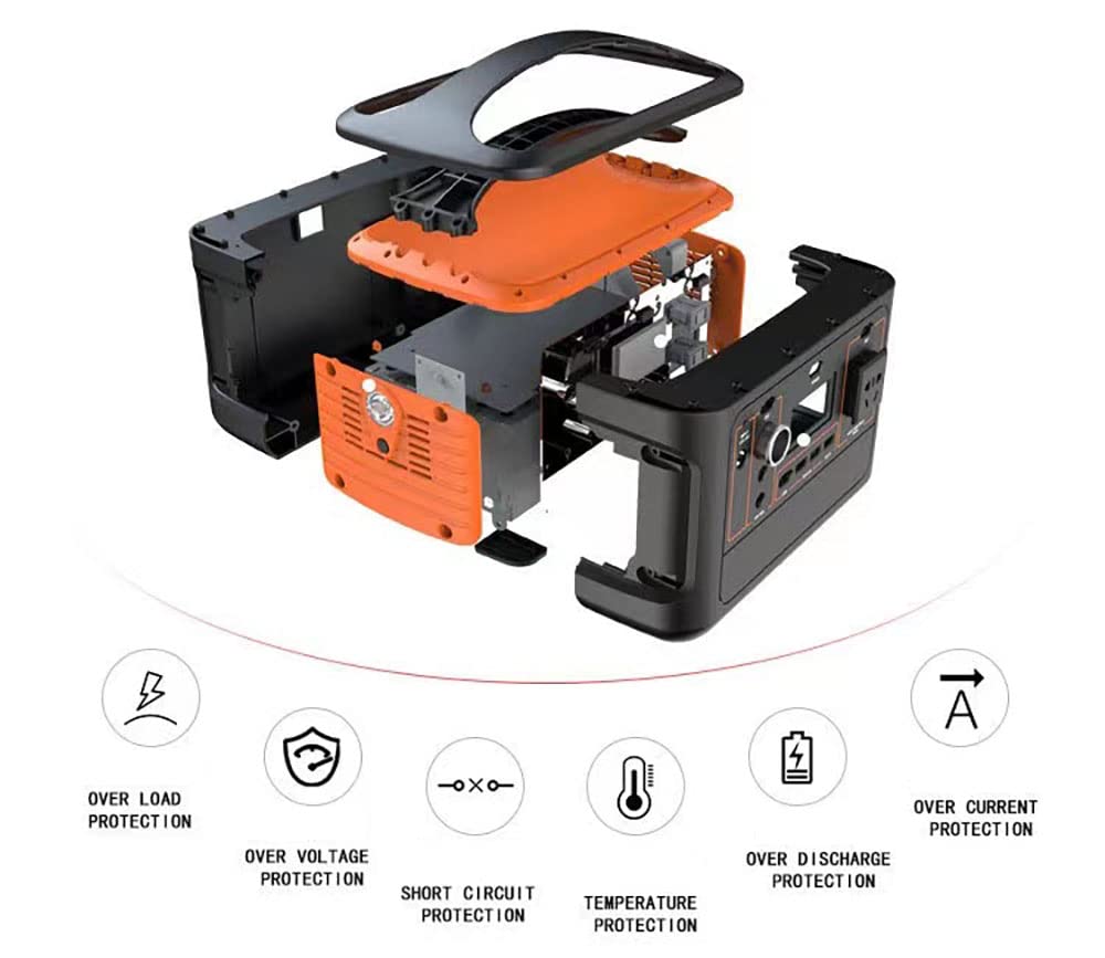 Centrale électrique portable 500 Wh, batterie de secours au lithium, générateur solaire avec 2 prises secteur 220 V 500 W à onde sinusoïdale pure, pour camping, aventure, voyage, chasse, panne de co