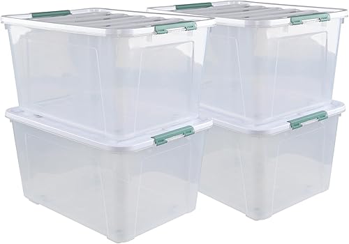Vista 11 de Paquete de 6 cajas de almacenamiento de plástico de 20 L, caja de almacenamiento transparente con tapas