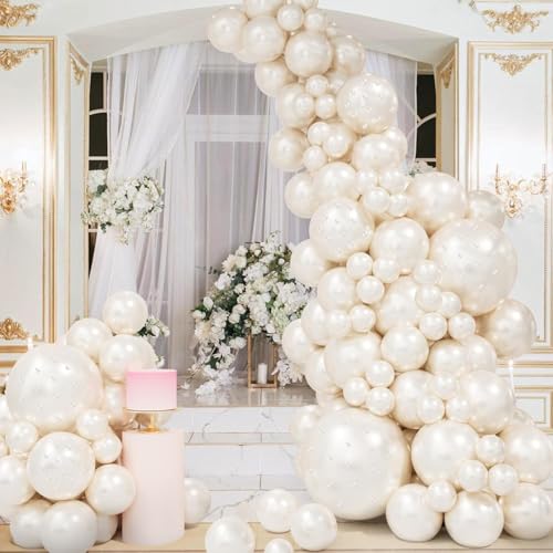 Kit d'arche de ballons blancs nacrés à double couche premium pour des décors d'exception - 6