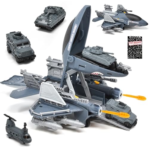 US Air Force Military Aircraft Carrier Toy Fighter Airplane, Raptor Mega Base with Vehicles Army Toy...
