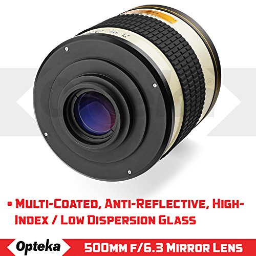 Opteka 500mm f/6.3 (with 2X- 1000mm) Telephoto Mirror Lens for Nikon F-Mount D6, D5, D4, D850, D810, D800, D780, D750, D610, D600, D7500, D7200, D5600, D5500, D5300, D3500 and D3400 DSLR Cameras