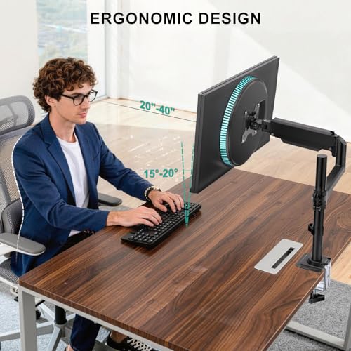 Image of WALI Single Monitor Arm 13-32 Inch, Single Monitor Mount, Vesa Desk Mount up to 19.8lbs Gas Spring Arm with Clamp, VESA 75x75mm or 100x100mm Compatibility(GSDM001), Black