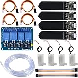 ALAMSCN Automatische Bewässerung DIY Kit, 4 Kanal 5V Relais + 4PCS Bodenfeuchtesensor + 4PCS Mini Wasserpumpe + 3M PVC Schlauch mit Dupont-Draht