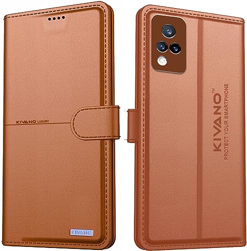 Image of KIVANO Compatible with Vivo V21 5G Flip Cover | Leather Finish | Inside Pockets & Inbuilt Stand | Shockproof Wallet Style Magnetic Closure Back Cover Case