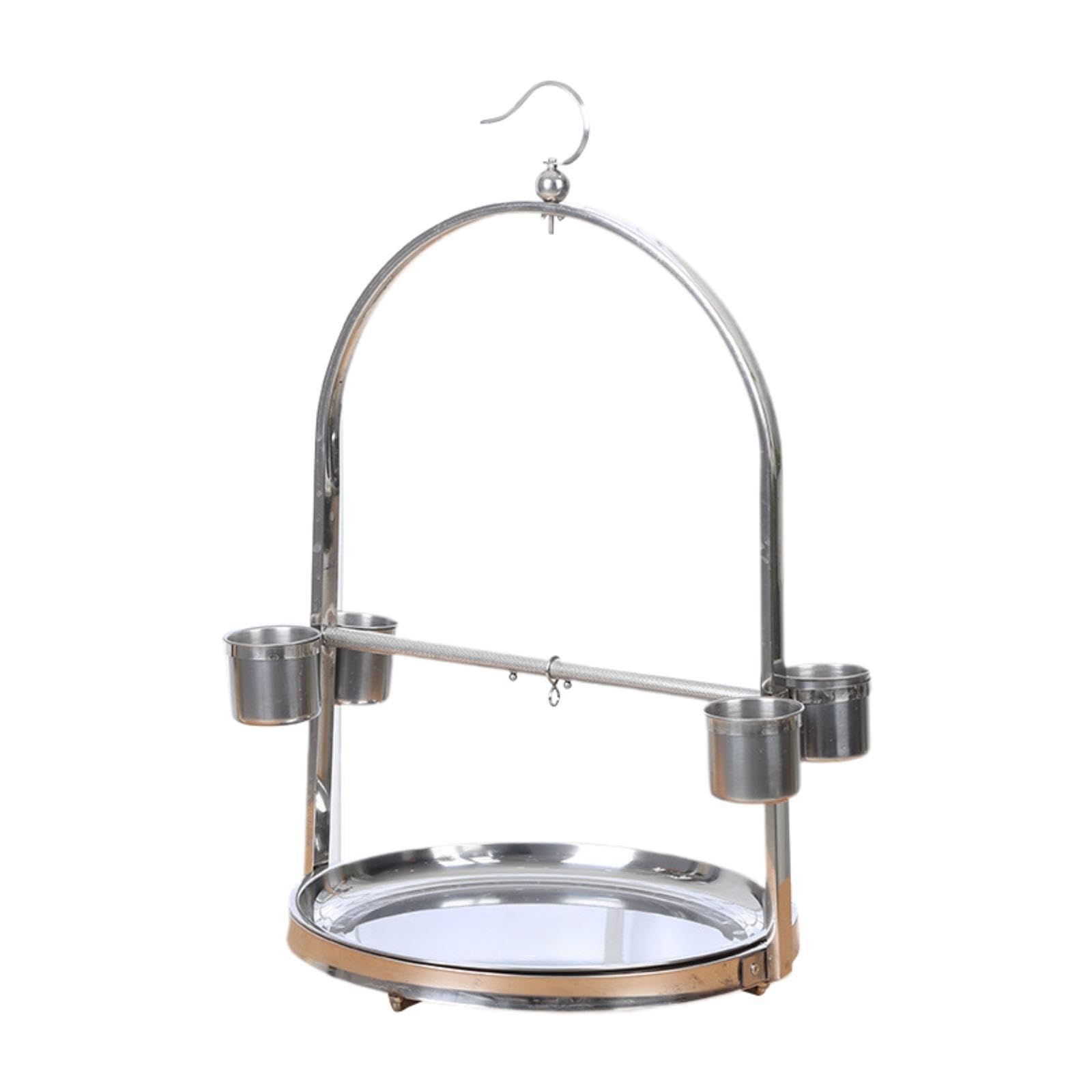 El Soporte de Juego de Percha para pájaros de Acero Inoxidable CREA un lúdico y Proporciona un Amplio Espacio para Las Aves Mascotas. Fácil, Plata, 36x60 centímetros