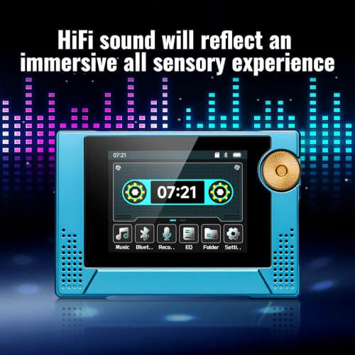 Image of 64GB 80s Retro MP3 Player with HD Speaker,MP3 Cassette Nostalgia Player,Dynamic Retro UI,Tape Drive Shape,Portable Bluetooth MP3 Music Player 50 Hours Long Battery Life, 2.4 inch Touchscreen (Blue)
