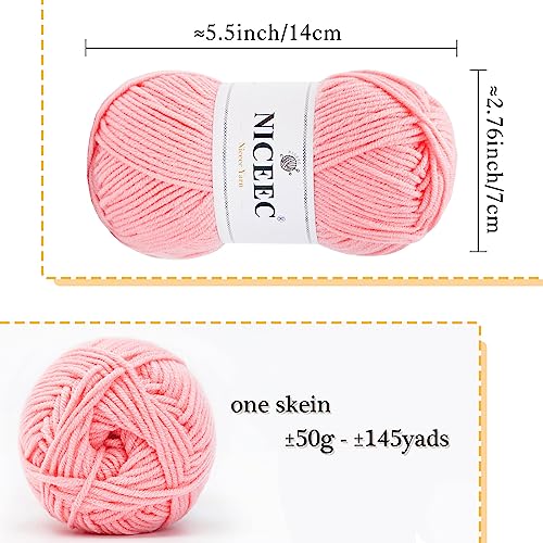Image of NICEEC 300g Soft Assorted Colors Yarn - Sport Weight,100% Acrylic, 4 Ply, Bonbons Yarn for Crochet & Knit, DIY Project Starter Kit for Kids or Adults(Total 870yds) - Series 13