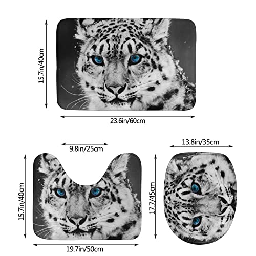 DIRYKILP Badematte + Konturmatte + Toilettendeckelbezug, Schneeleopard Gepard 3 Stück Badematte Set, mit rutschfester Klebeunterseite – Bild 4