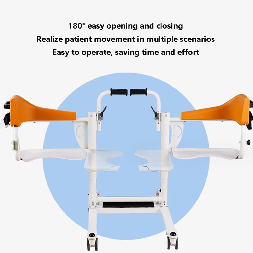 WOLWES Elevador de Pacientes con elevación Manual,con Asiento Dividido 180°,Elevador de Silla de Ruedas de Transferencia,Silla de Transferencia de Pacientes,grua Enfermos A