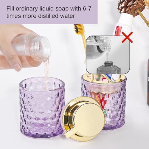 Fvstar Bathroom Accessories 2 Piece Set Glass Soap Dispenser and Toothbrush Holder, 10oz Foaming Soap Dispenser, Purple Toothbrush and Toothpaste Holder Organizer Cup for Modern Bathroom Decor by Fvstar - Image 5