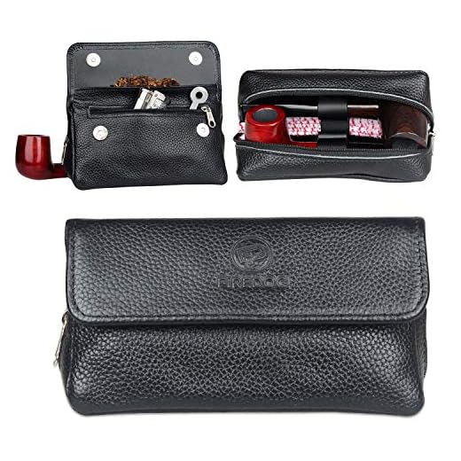 Custodia da pipa in vera pelle, per 2 pipe, pressino, filtro, pulitore, preserva la freschezza