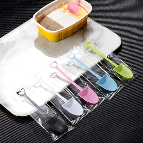 duwanlhridh 使い捨て デザートスプーン 1000個 カラフル ミニ シャベル シェイプ スプーン 使い捨て プラスチック デザート プリン ヨーグルト シュガー シャベル 北欧 カレースコップ アイスクリーム用 食器 業務用 パーティ好意 (個