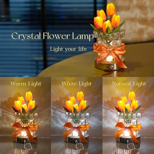Image of Gifts for Women - Tulip Flower LED Table Lamp, Cordless Touch Night Light, 3 Color Dimmable, Birthday Mother's Day Valentine's Christmas Gift for Mom, Wife, Girlfriend