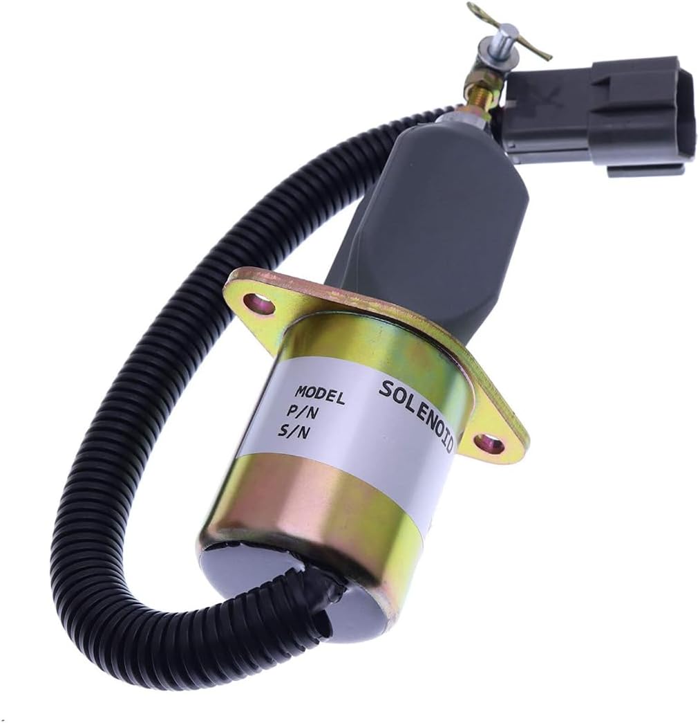Fuel Solenoid, 1751ES-12A3UC12B1S 12V, Compatible with Hyundai R60-5 R55-7 4TNV98 Excavator Replacement Part
