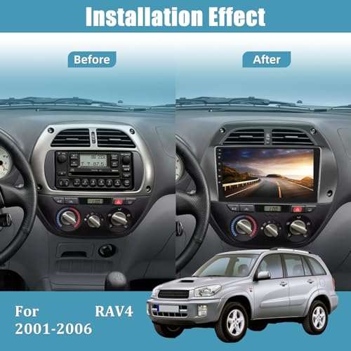 Radio para coche Android de 8 núcleos para RAV4 2001-2006 con cámara de visión trasera 2