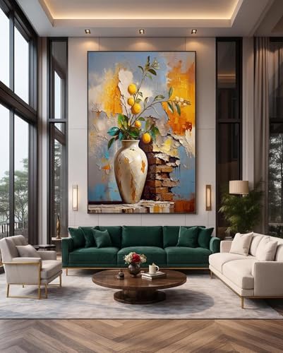 Impression sur toile abstraite vase de citron avec cadre premium - 3