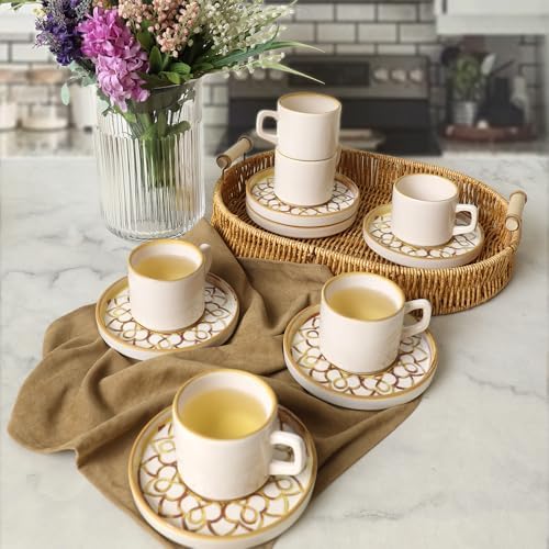 Keramika Worn Gold Stackable Çay Takımı 12 Parça 6 Kişilik 22968-23057 — Amazon ürün görseli