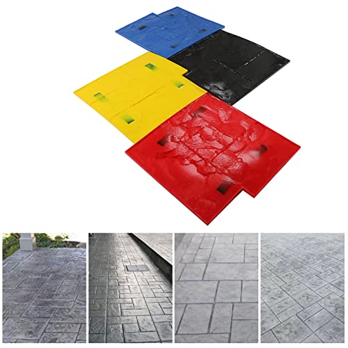4Pcs Concrete Stamps Mats Set Concrete Forms Mat, Concretes Texturing Skin, Polyurethane Cement Stamping Flooring Tool, Slate Stamps for Walls/Floors