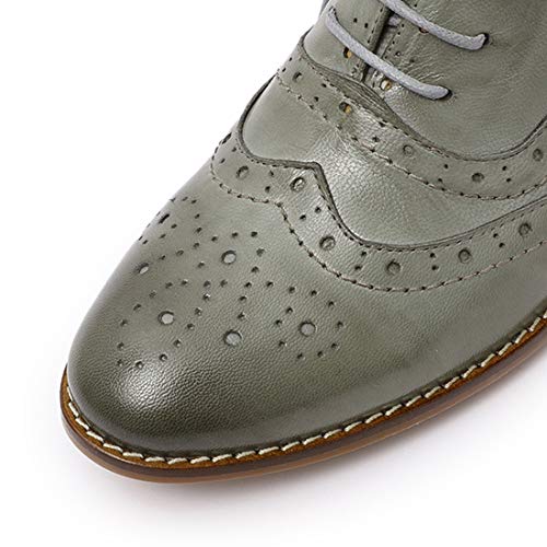 Image of Mona flying Women's Leather Brogue Ankle Boots Low Heel Oxford Booties