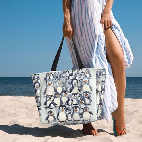 Sac fourre-tout de voyage mode grand format à motif mignon pingouins