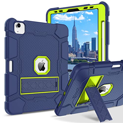 Bentoben Ipad Air 5Th Generation Case, Ipad Air 4Th Generation Case, 3 In 1 Shockproof Kickstand With Pencil Holder Protective Kids Girls Women Boys Men Tablet Case For Ipad Air 10.9", Navy Blue/Green #TOP13