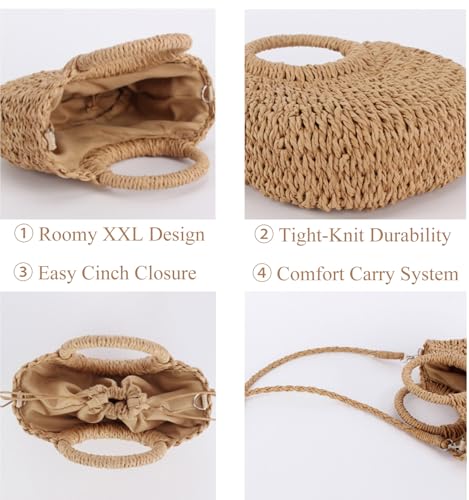 Straw Purse for Women, Beach Bag Summer Woven Clutch Purses, Cloud Crossbody Shoulder Bags Spring Handbag 20254