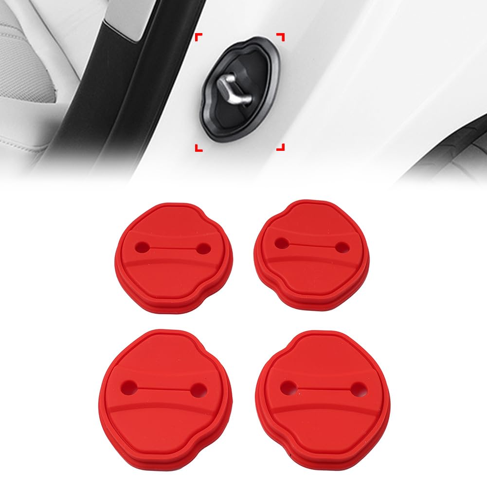 Bacar Protective Cover Car Door Lock Door Entry Guard 4 Pcs for BMW 3 Series G20 G21 2020-2023 Red Silicone Left & Right Hand
