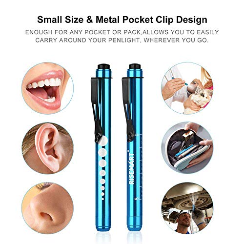 Risemart Medical Pen Lights With Pupil Gauge For Nurses Doctors Reusable Nursing Teal Led Penlight, Batteries Included (Pack Of 4) #TOP4