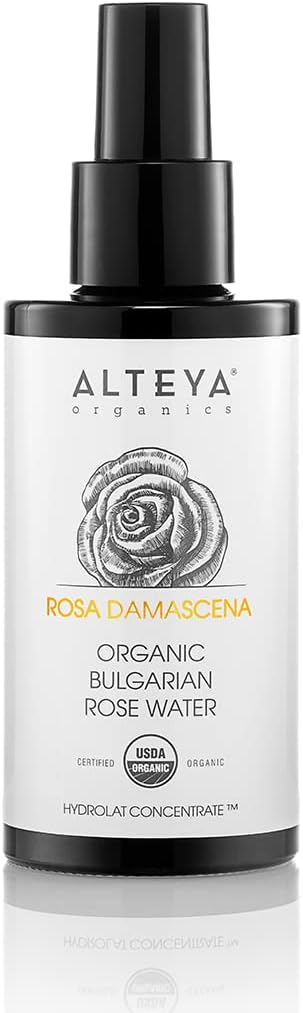 Alteya High-Potency Rose Water USDA Organic Facial Toner, 3000 Roses in a Bottle, 3.4 Fl Oz/100mL Pure Bulgarian Rosa Damascena Flower Water, Award-Winning Moisturizer in Miron Biophotonic Glass