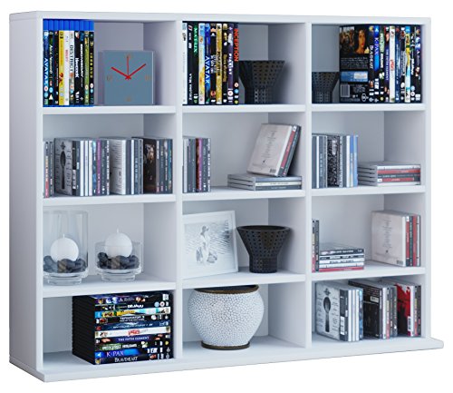 VCM Holzregal stehend | platzsparender CD-Schrank für 480 CDs oder 224...