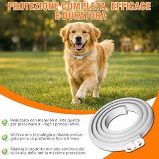 Collare Antiparassitario per Cani (2PCS), 8 mesi di protezione contro pulci, zecche e zanzare, collare antipulci regolabile e impermeabile per cani di piccola, media e grande taglia, 65 cm