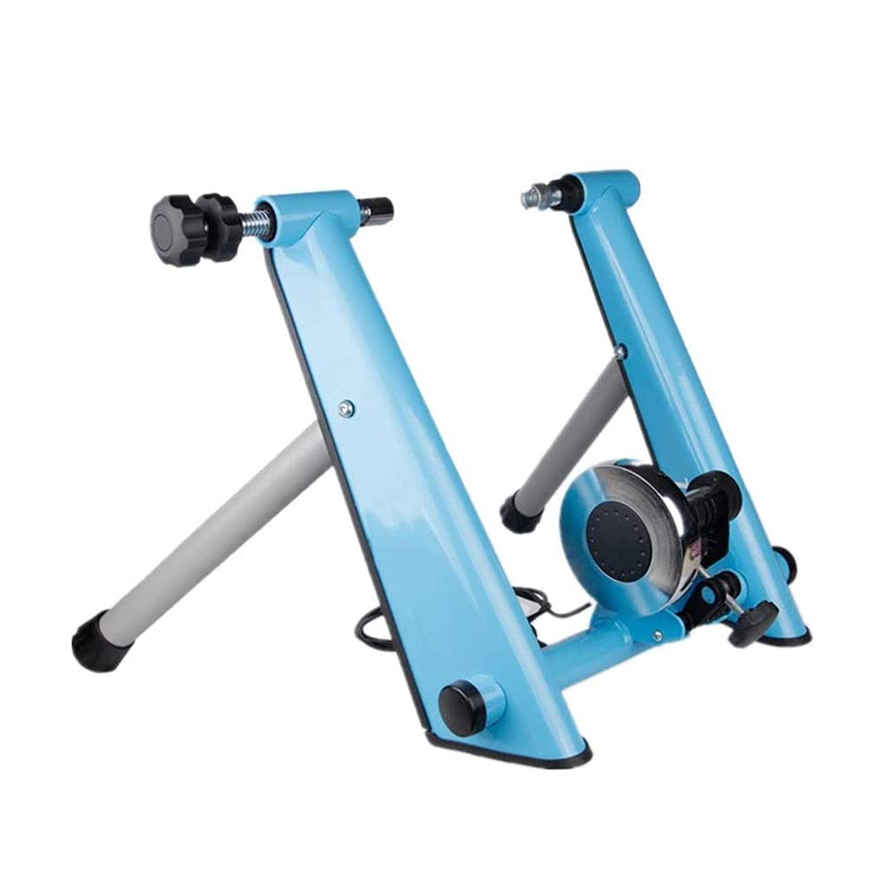 Bike Trainer Stand □ Portable Indoor Esercizio Bicycle Trainer Magnetic Flywheel, Stazionarie Bike Resistance Trainer per Bici da Strada e Mountain Bike con Motivo a Filo (Color : Blue)