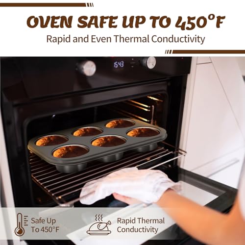 Baking Pans Set, Nonstick Bakeware Sets, Oven Pans for Cooking, AIVIKI 6 Pieces Baking Sheets Set Including Cookie Sheet, Deep Roaster Pan, Square Pan, Loaf Pan, Muffin Pan, Carbon Steel Baking Set - Image 6