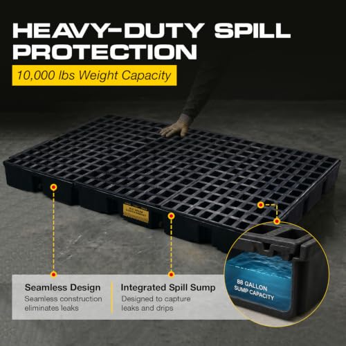 Image of Eagle 6 Drum Spill Containment Pallet with Drain, Black