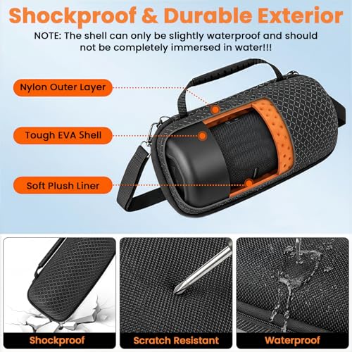 Image of ZORBES Sound Transmission Carrying Case for JBL Charge 6 Speaker, Durable Travel Bag with Shock-Resistant EVA Hard Shell, Water-Resistant Dual Zipper Closure, Soft Interior Lining, and Secure