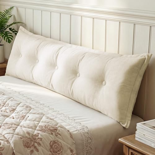 WOWMAX Headboard Pillow Queen Bolster Reading Pillow for Bedrest, Natural
