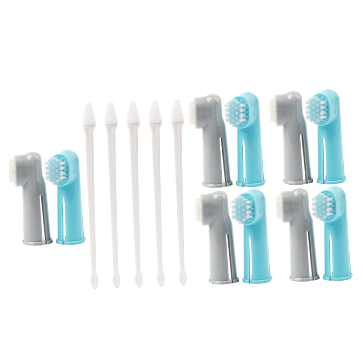 BCOATH Pet Toothbrush Kit 5-Set Dog Cat Two-Head Finger Brush Gentle Cleaning Accessories