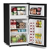 Manastin 3.5 Cu.Ft Mini Fridge with Freezer, 2 Door Small Refrigerator, 7 Level Adjustable Thermostat, Compact Fridge for Living Room, Office, Kitchen and Apartment(Black)