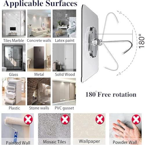 Image of KONVIO NEER Self Adhesive Wall Hanging Hooks (10 Pcs) | Heavy Duty Hanging Sticky Hooks for Kitchen, Bathroom, Decoration |Nail Free, Transparent Wall Hooks