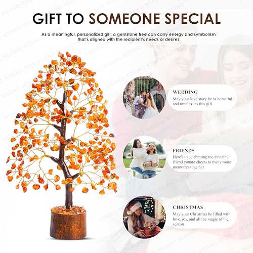 Image of Crocon Carnelian Crystals Tree, Birthday Gifts for Women, House Warming | New Home Decor, Healing Crystals Spiritual Present, Birthday Gift for Mom, Orange Decor, Gemstones Money Tree Positivity
