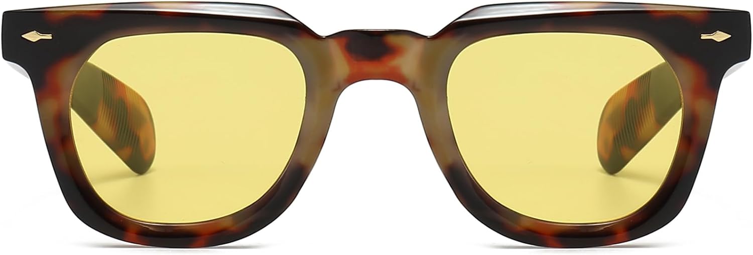 PORADAY Square Sunglasses for Women Men Trendy Thick Frame Sun Glasses Black Shades - Image 3