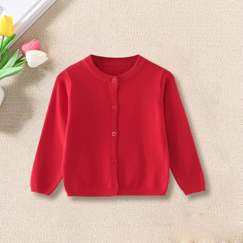 Toddler Girls Cardigan Sweater School 𝐔niforms Kids Long Sleeve Button Knit Solid Sweaters Baby Sweater2