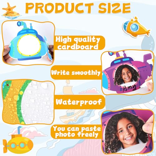 Image of gisgfim 80Pcs Summer Cutouts Submarine Decorations Under The Sea Bulletin Board Summer Ocean Paper Cut-Outs Classroom Decor for Boy Girl DIY Craft Photo Wall Kindergarten Preschool Party Favor Supply
